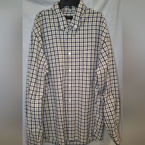 Dockers Men's XL XG Blue Tan Plaid Button Down Long Sleeve Shirt